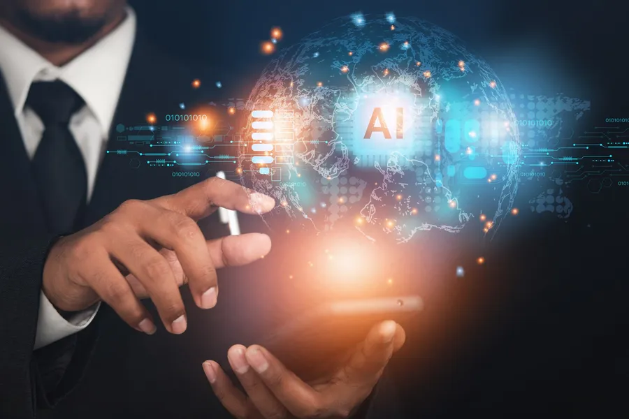 AI business technology network interface, representing governance controls for company data in AI systems