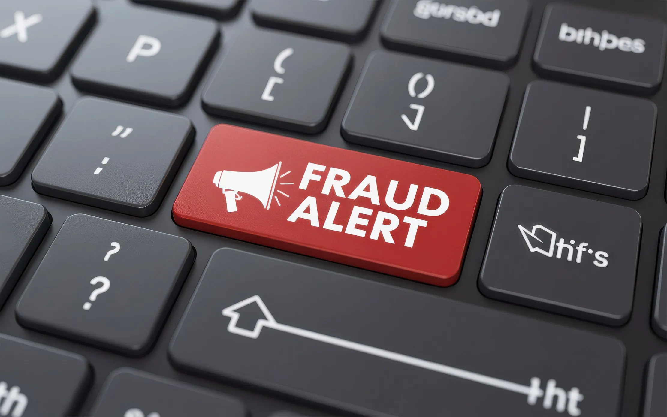 Fraud alert key on a computer keyboard, representing invoice and payment fraud prevention
