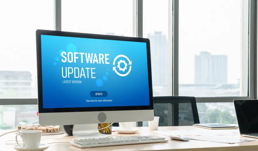 Computer screen showing a software update, representing country-specific configuration and localisation