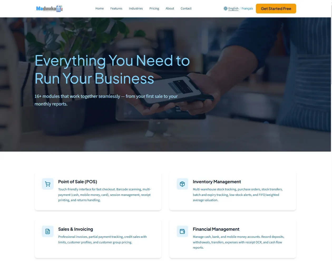Maduuka business management platform website